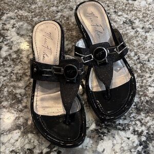 Marc Fisher Shiny Black Sandals